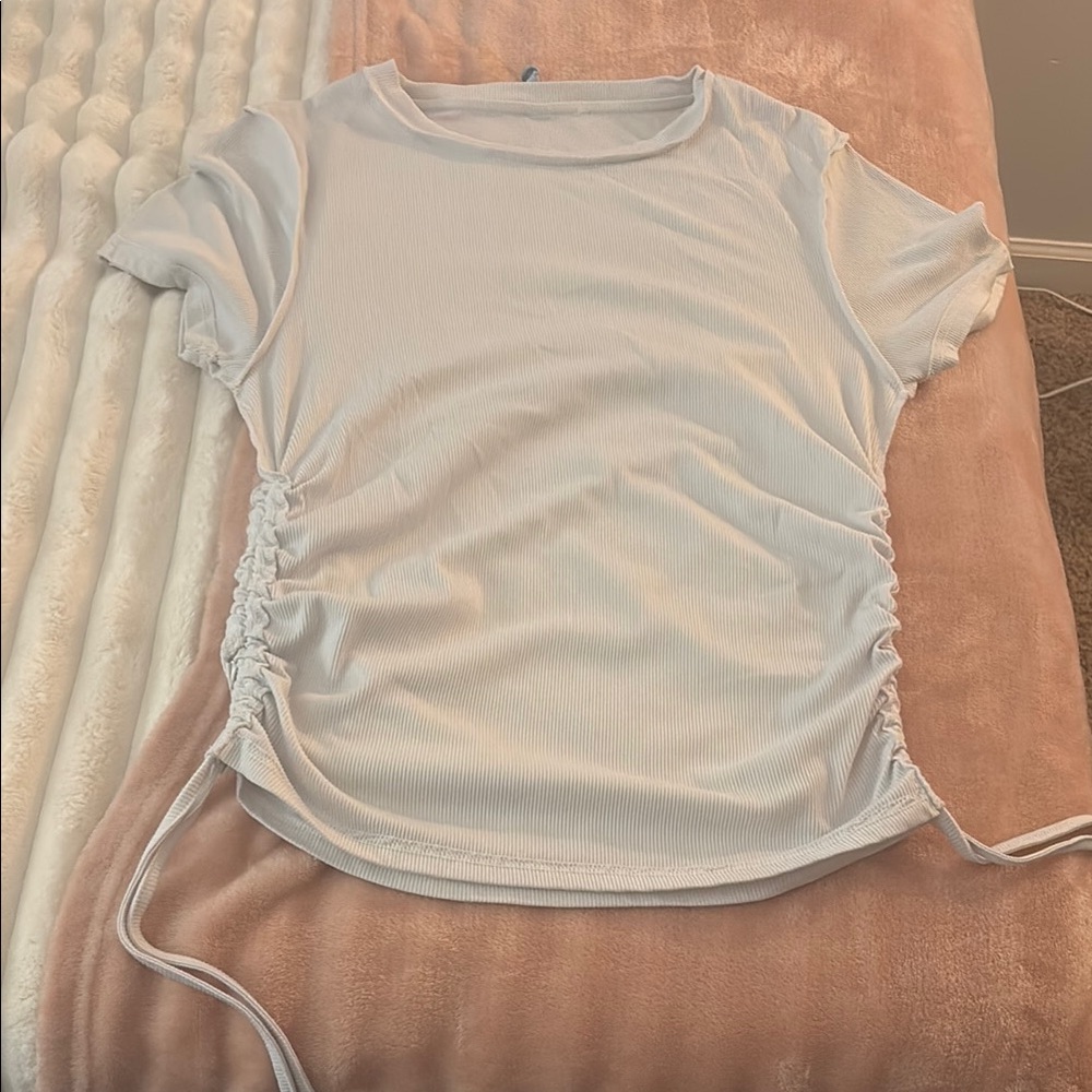 Women's White Ruched Top